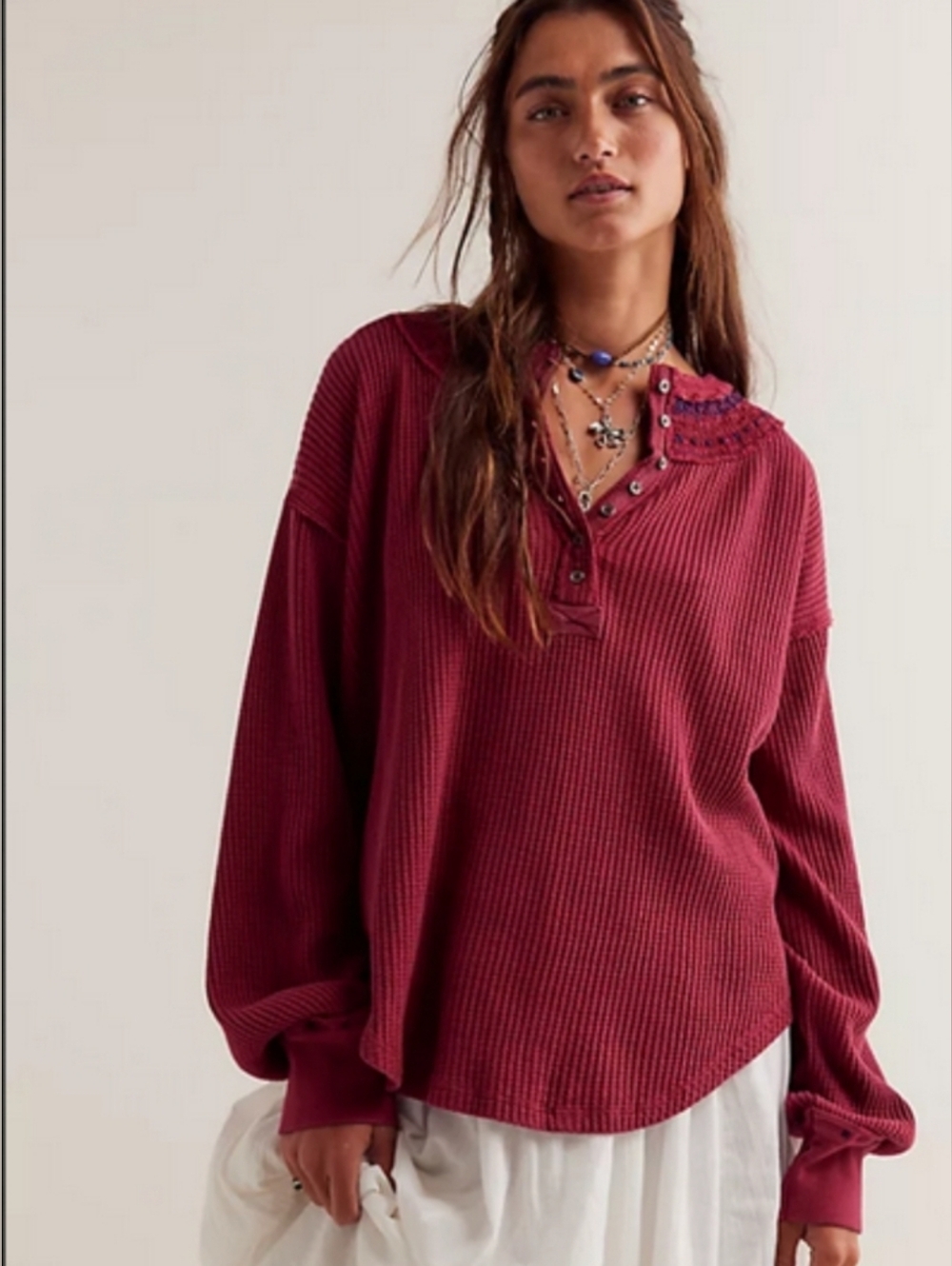 NWT Free People We The Free Holly Henley Tunic Thermal Top Size Medium